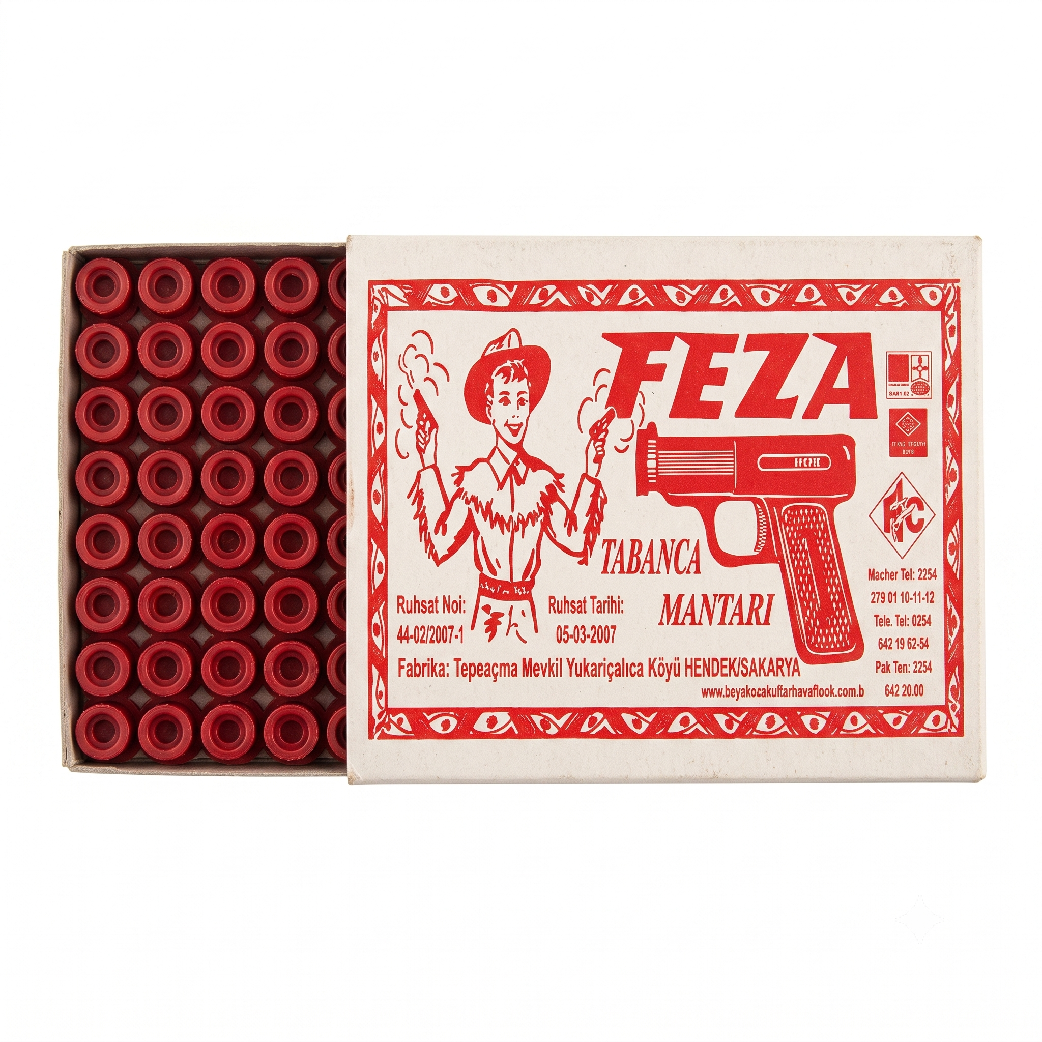 Feza Nostaljik Oyuncak Tabanca Mantarı - Klasik Şerit Mantar (50'li Paket)