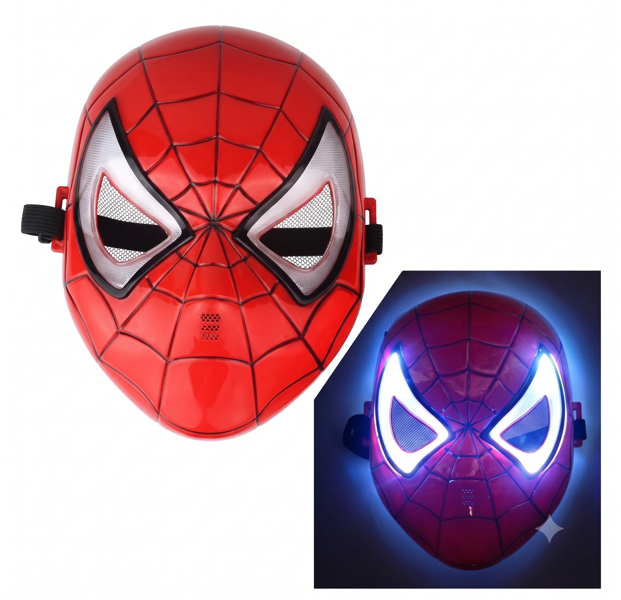 Işıklı Spiderman Maske - LED Işıklı Örümcek Adam Kostüm Maskesi