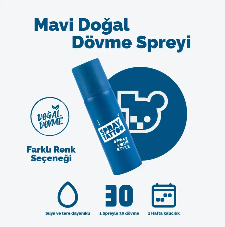 Doğal Dövme Spreyi Mavi 50 ml