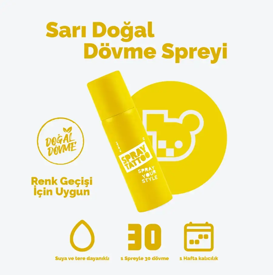 Doğal Dövme Spreyi Sarı 50 ml