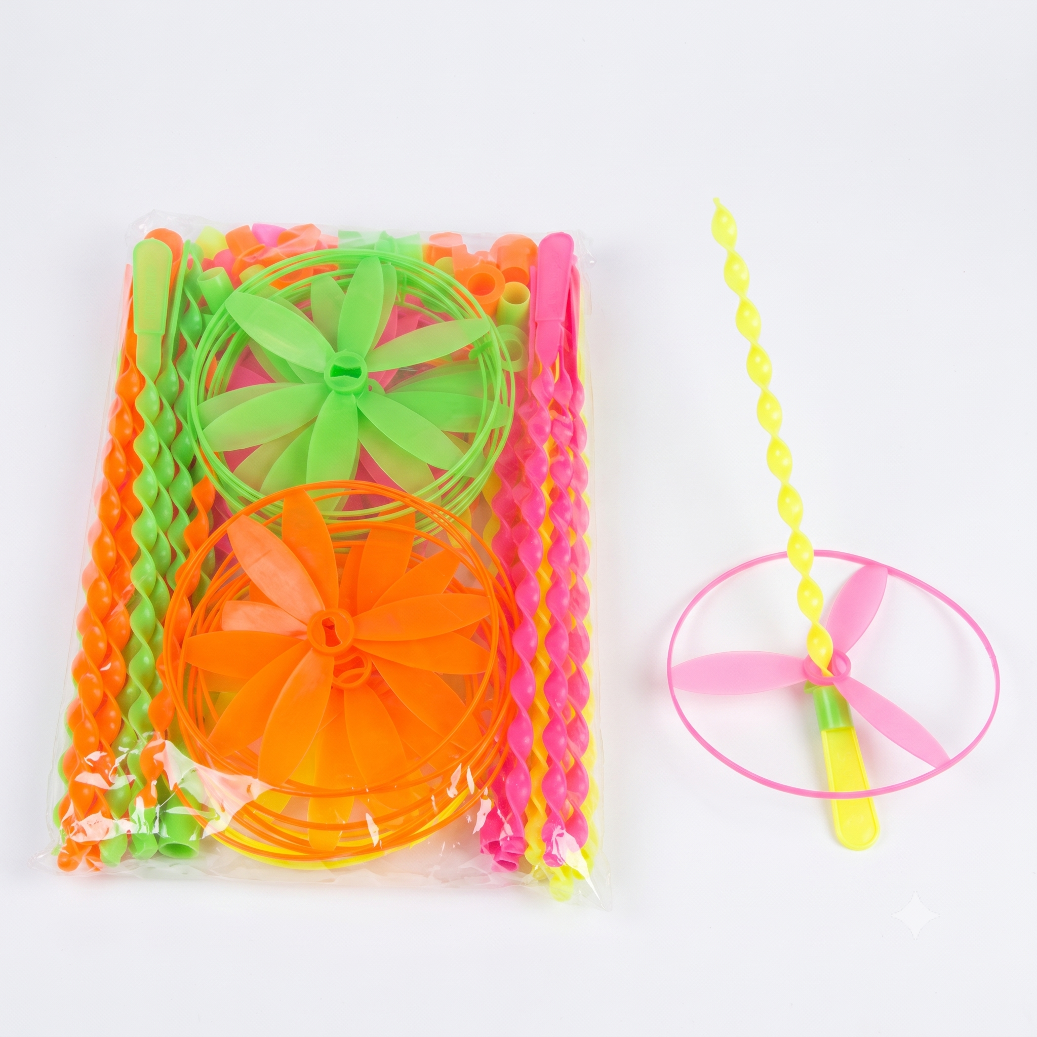 Fırfır Helikopter Pervane - Spiralli Çubuklu Uçan Plastik Helikopter Oyuncak