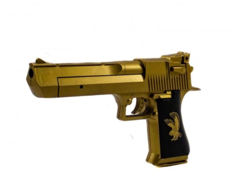 Gold Desert Eagle Boncuk Atan Tabanca - Kartal Figürlü Plastik Oyuncak Tabanca