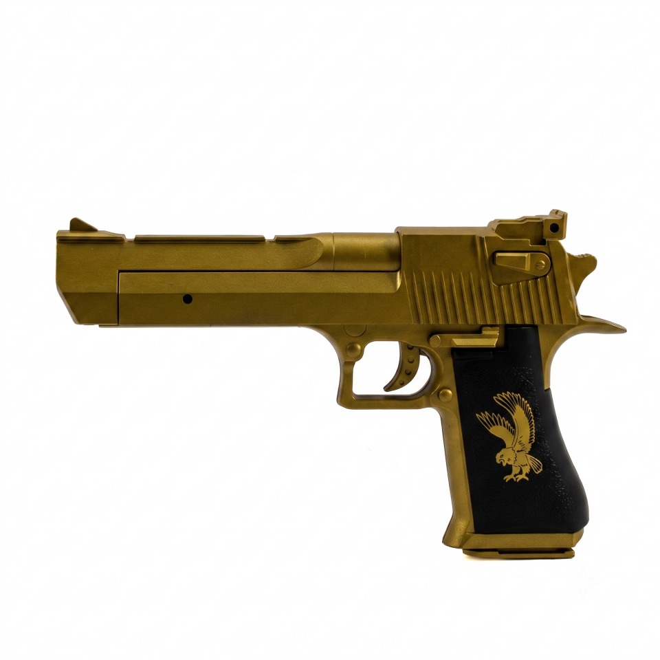 Gold Desert Eagle Boncuk Atan Tabanca - Kartal Figürlü Plastik Oyuncak Tabanca