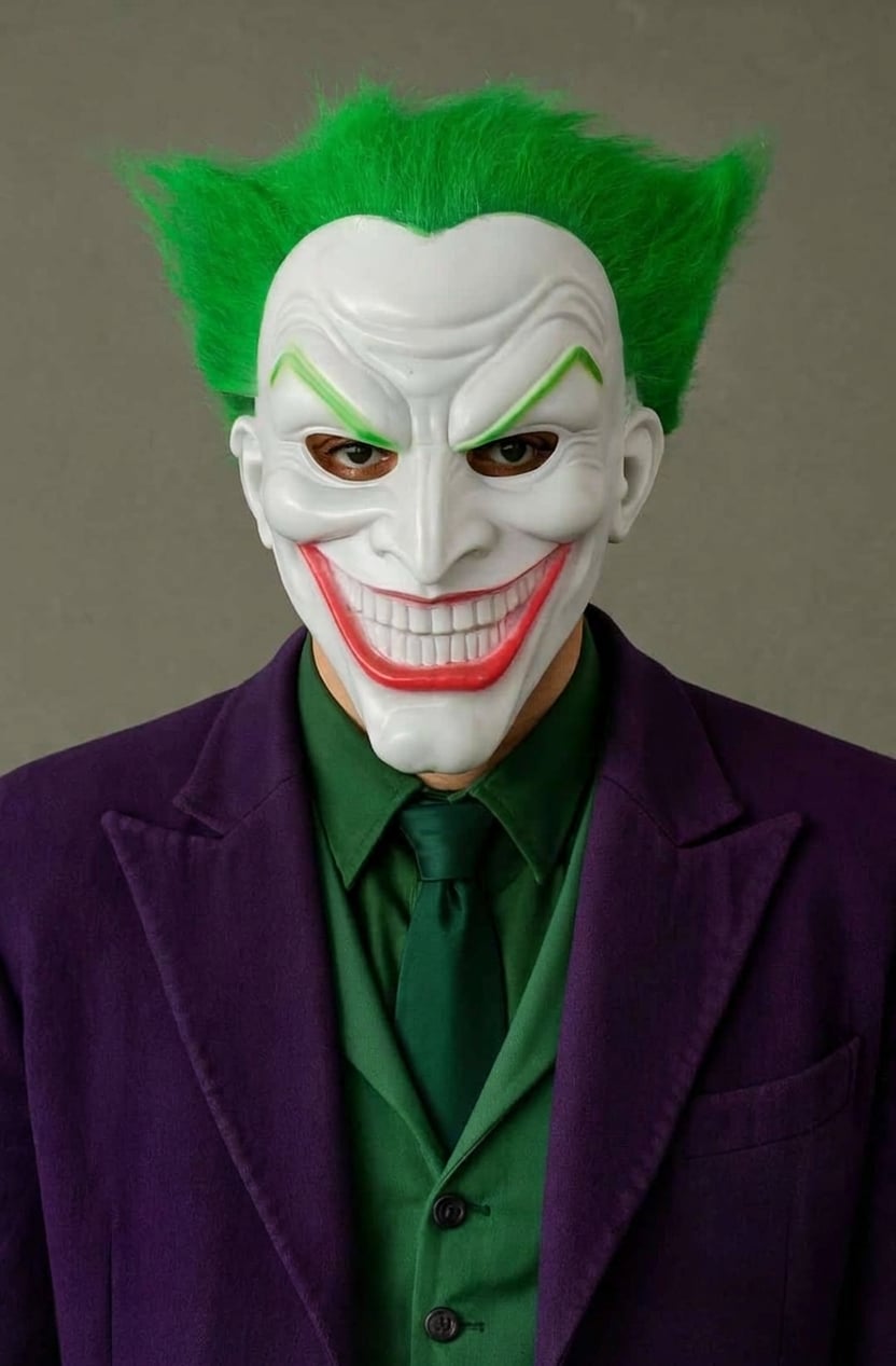Orijinal Lisanslı Joker Maskesi - Yeşil Saçlı Klasik Joker Kostüm Maskesi