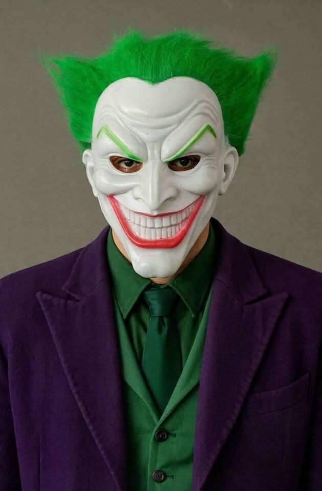 Orijinal Lisanslı Joker Maskesi - Yeşil Saçlı Klasik Joker Kostüm Maskesi